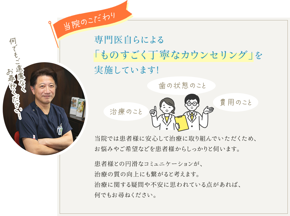 専門医自らによる「ものすごく丁寧なカウンセリング」を実施しています！